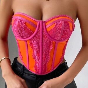 Pink and Orange Lace Top